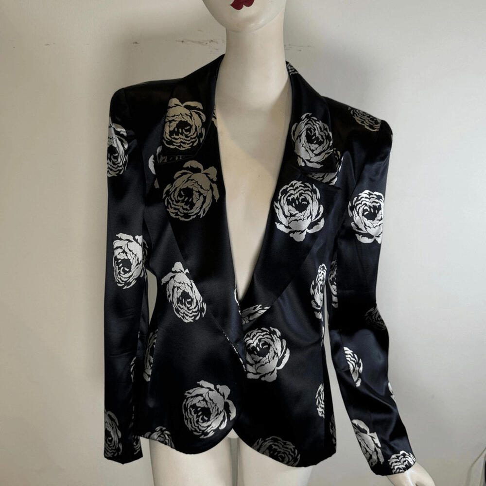 Vintage Satin Black and Silver Blazer